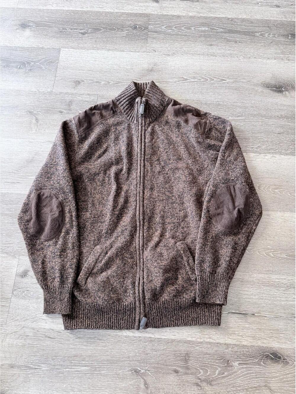 Daniel Cremieux Collection‎ Brown Sweater Mens Size Large Elbow Patches